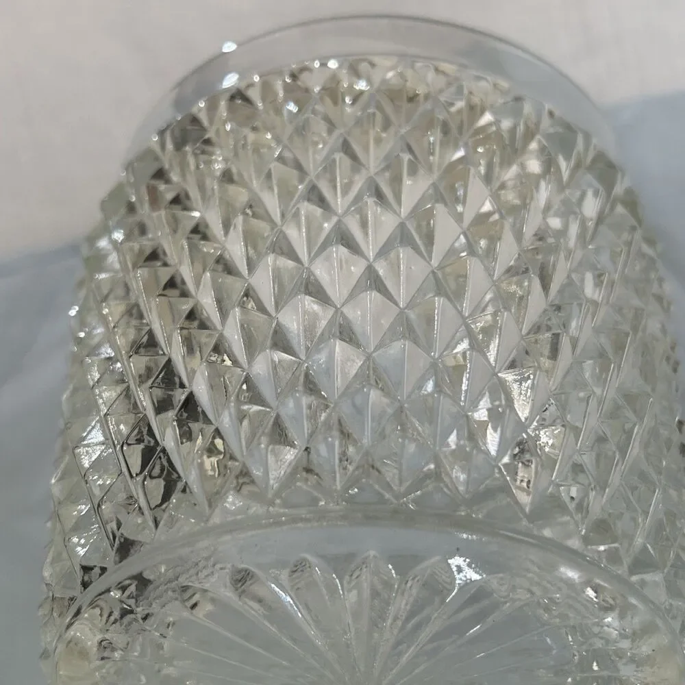 VINTAGE INDIANA GLASS CLEAR DIAMOND POINT ICE BUCKET